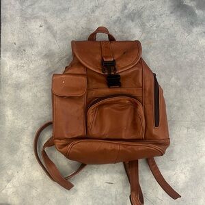 Leather Backpack Brown 12” Western Boho Travel Work Bag w/ Pockets Comfort
